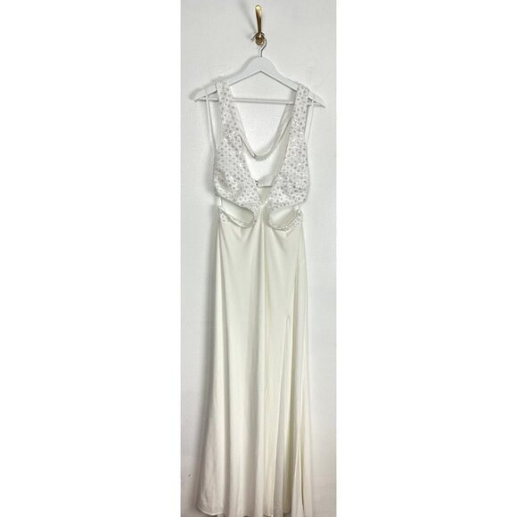 MAC DUGGAL Sequin Sheath Gown in White Size US 10 - Picture 2 of 8